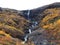 Waterfall during the autumn season in the arctic nature of north Sweden