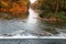 Waterfall in autumn. Strymonas river in Serres, northern Greece.