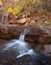 Waterfall in autumn in Zion National park