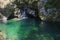 Waterfall and azure lagoon