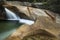 Waterfall at The Basin granite pothole, White Mountains, New Ham