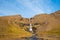 Waterfall Bergarfoss in Hornafjordur in south Icelandic countryside