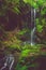 Waterfall and black cave , Auvergne, France