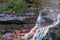 Waterfall cascade, flowing water