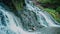 waterfall, cascade of stones, large waterfall, medium close-up, without people