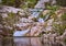 Waterfall cascades in the cava grande del cassibile in sicily