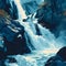 waterfall cascading down a rocky cliff. AI Generated