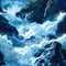 waterfall cascading down a rocky cliff. AI Generated