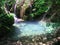 A waterfall with chalky blue water in Bulgaria