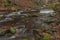 Waterfall of Chomutovka river near Chomutov town in winter morning