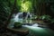 Waterfall in deep forest at Erawan National Park, Kanchanaburi, Thailand