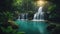 waterfall in the forest ethereal fantasy concept art of masterpiece, macro photo of waterfall in tropical forest