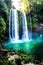 Waterfall in the forest with green water lake. Agua Azul waterfall, Mexico.