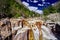 Waterfall of Ganges River flows across the Gangotri town