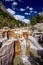 Waterfall of Ganges River flows across the Gangotri town