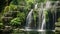 Waterfall in the garden. Beautiful waterfall in the tropical forest, AI Generated