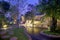 Waterfall in the garden at night