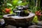 Waterfall garden of Tropical StyleNatural Bird Bath. AI Generated