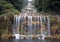 Waterfall in the gardens of royal palace of Caserta Italy