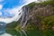 Waterfall in Geiranger fjord Norway