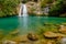 The waterfall of `Gorg Negre`, in the Alta Garrotxa Catalonia, Spain