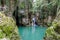 Waterfall in the green ravine