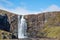 Waterfall gufufoss in river Fjardara in Seydisfjordur in east Iceland