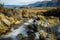 Waterfall high up in the foothills of the Southern alps in the Hakatere conservation park sheep stations