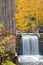 Waterfall At A Historic Mill In Ontario, Canada With Fall Colors