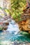 Waterfall at Johnston Canyon Flowing Down Creek