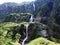 Waterfall Lammerbachfall or Wasserfall LammerbachfÃ¤lle, Lammerbach stream in the Alpine Valley of Maderanertal