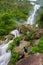 Waterfall landscape view of fresh falling drop on rock