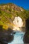 Waterfall Latefossen at sunset lights in summer, Norway