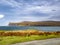 Waterfall on the left stopped and reversed by autumn storm Callum on the cliffs seen from Lower Milovaig - Isle of Skye