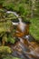 Waterfall on Lesni creek in Sumava national park in spring day