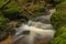 Waterfall on Lesni creek in Sumava national park in spring day