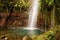 Waterfall of levada das 25 Fontes 25 Springs with blue lagoon, Rabacal, Madeira, Portugal