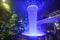 A waterfall light show entertains visitors at Singapore`s Jewel Changi entertainment complex