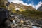 Waterfall at Modi khola valley on the way from Deurali to Machapuchare base camp ,Nepal.