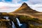 Waterfall with a Mountain in Banckground in Iceland on a Fall Late Afternnon