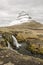 Waterfall and mountain in Iceland