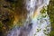 Waterfall in mountains and rainbow