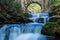 Waterfall in the mountains in a remote location with long exposure.