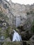 Waterfall at Mundo source in natural park los Calares del Mundo and la Sima, near Riopar. Castile La Mancha, Spain.