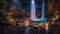 waterfall at night highly intricately detailed of beautiful Waterfall at Little River Canyon glowing water