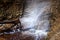 A waterfall is one of the many streams flowing into the Lena River Yakutia, Sakha Republic