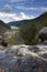 Waterfall overlooking glendalough upper lake