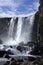 Waterfall in a part of the rift valley at Pingvellir in Iceland