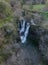 Waterfall of Penaladros in Cozuela aerial view, Burgos, Spain