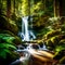 Waterfall with plants and flowers around the forest